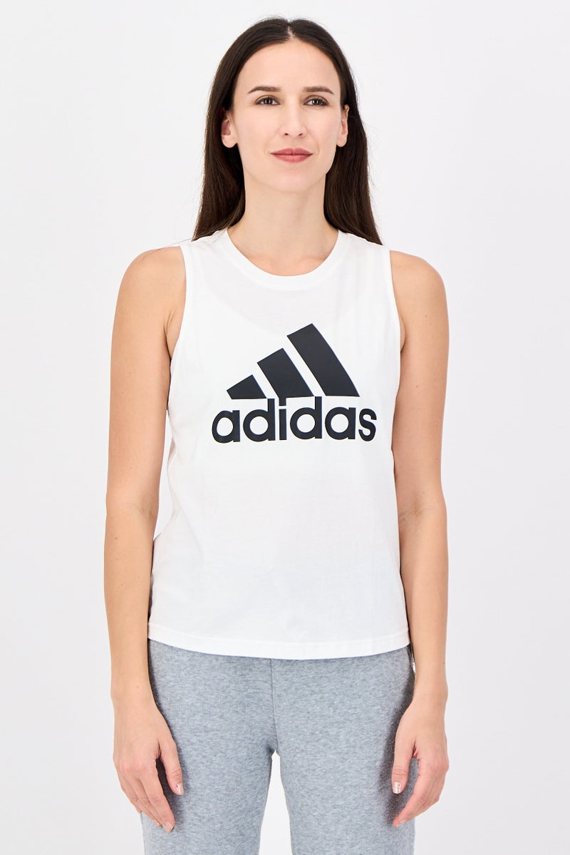 Adidas Women Sportswear Fit Sleeveless Training Tank Top, White - Image 1
